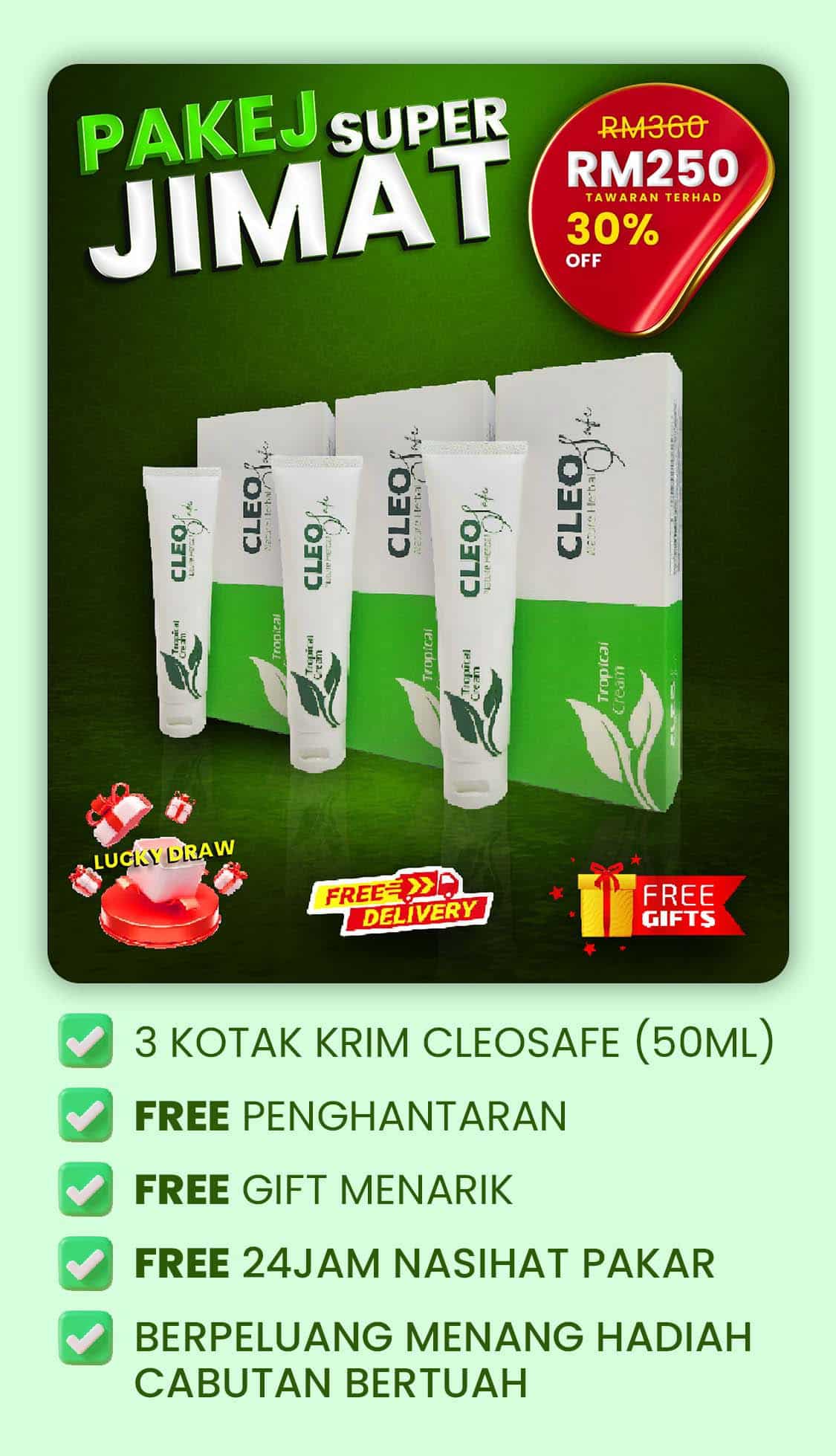 CLEOSAFE PAKEJ SUPER JIMAT - KRIM GATAL MARDI