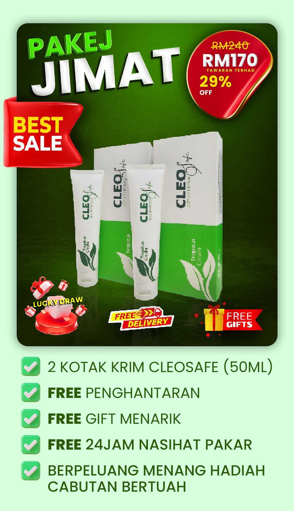 CLEOSAFE PAKEJ JIMAT - KRIM GATAL MARDI